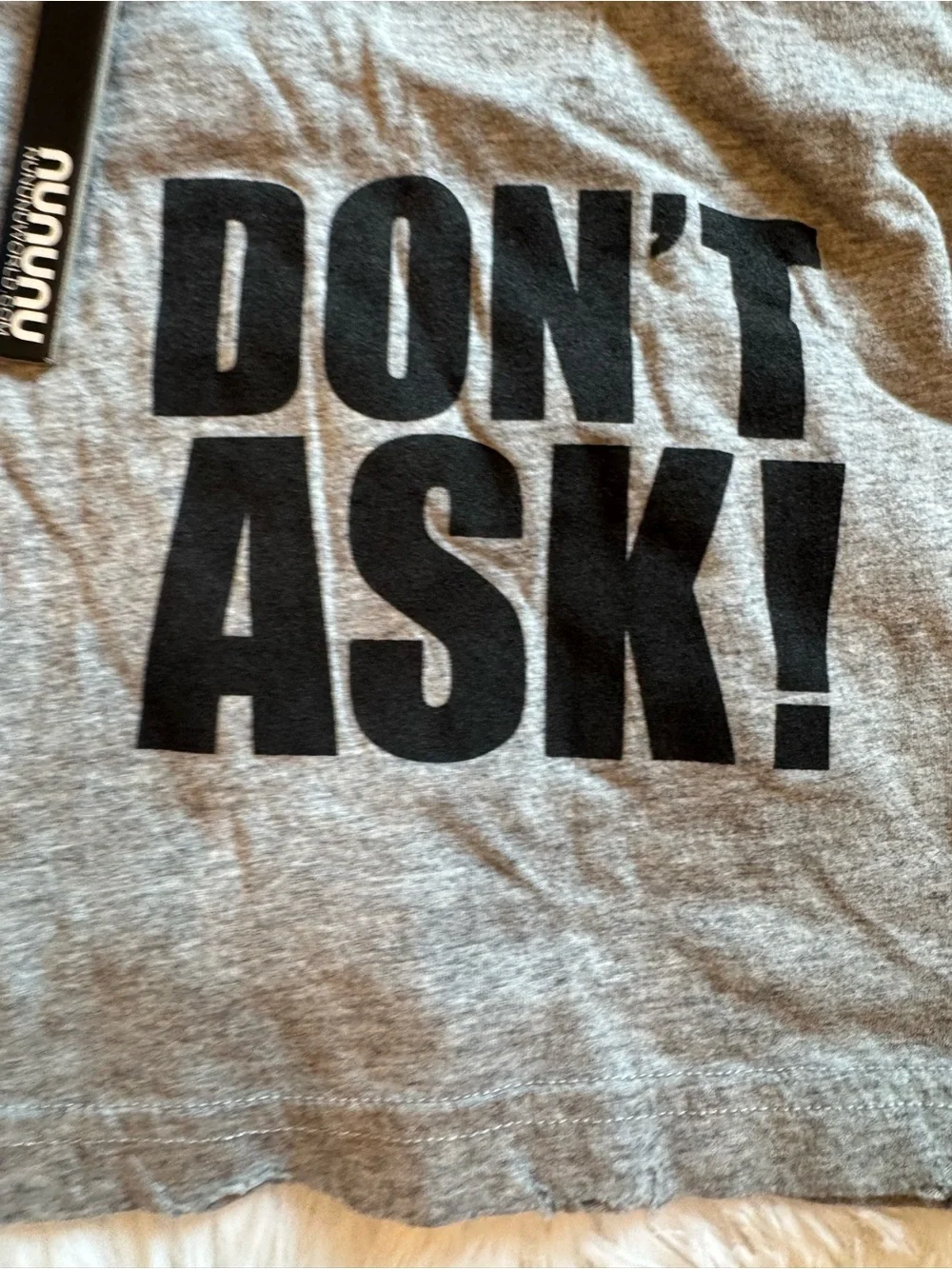 Nununu Don’t Ask! Layered Long Sleeve Graphic Tee Toddler Gray Black 100% Cotton